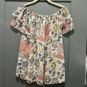 NWOT loft shimmer floral off the shoulder blouse